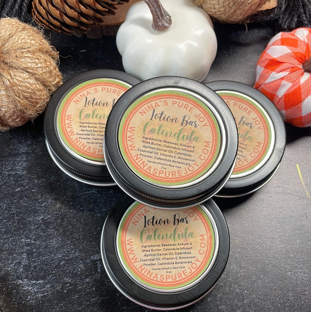 Calendula Solid Beeswax & Shea Butter All-Natural Moisturizing Lotion Bar for Eczema Dry Skin - Nina's Pure Joy