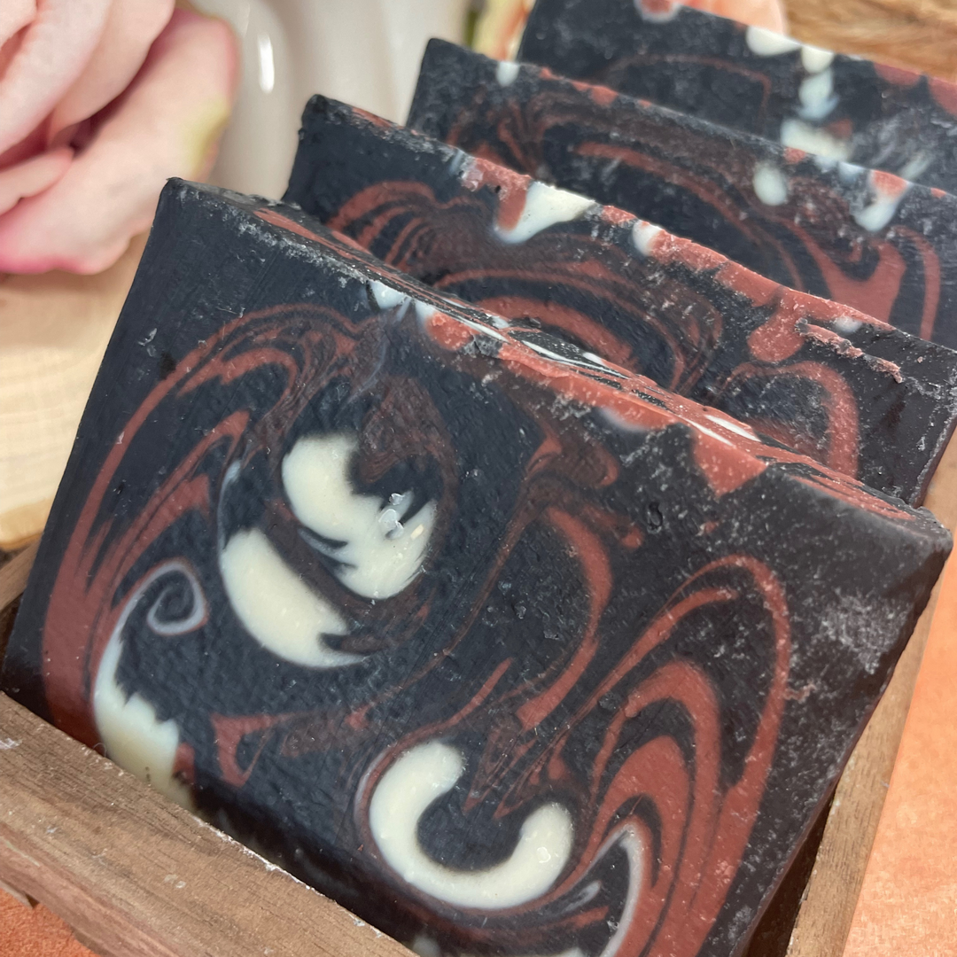 Classic Charcoal Lavender and Tea Tree Face & Body Soap Bar, Artisan Soap with Red Clay and Kaolin Clay. - Nina's Pure Joy