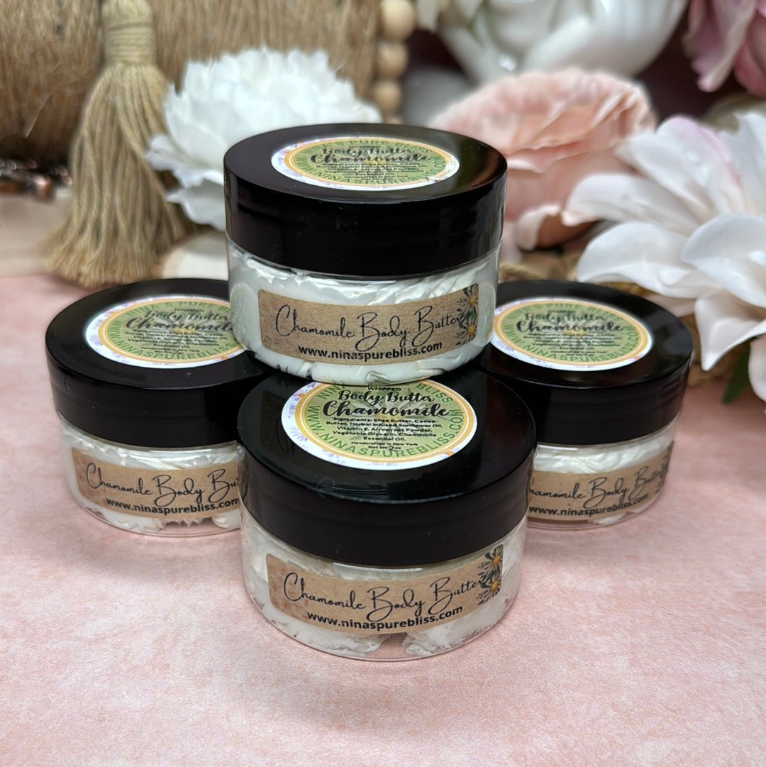 Chamomile Shea Butter All-Natural Moisturizing Whipped Boby Butter for Eczema Dry Skin, Herbal Infused - Nina's Pure Joy