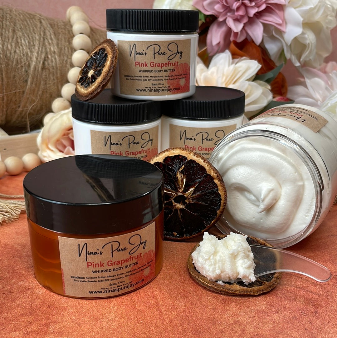 Pink Grapefruit Whipped Body Butter All-Natural Moisturizing Boby Butter for Eczema Dry Skin.