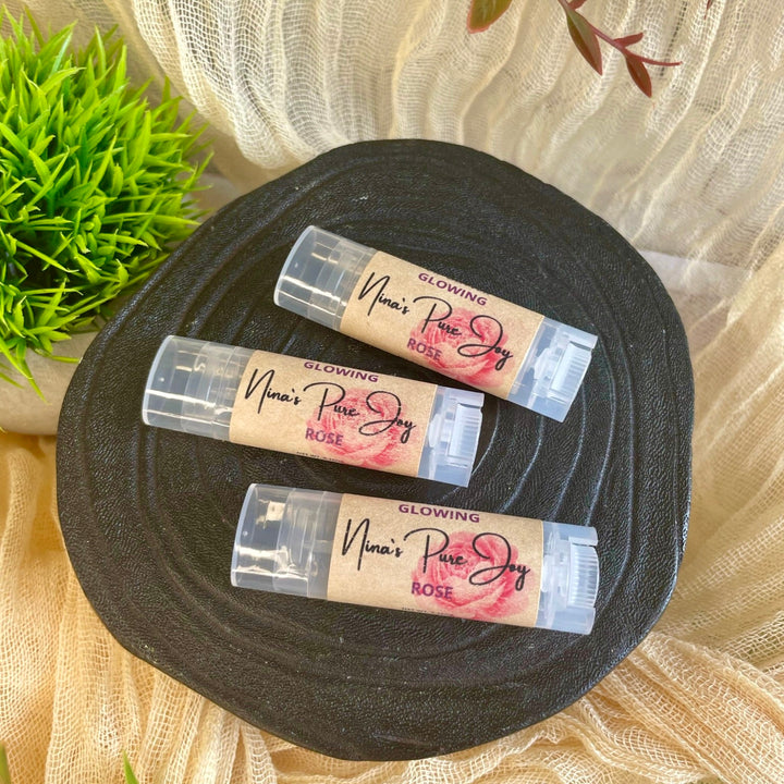 Glowing Rose - Mango Butter & Beeswax All-Natural Moisturizing Lip Butter for Dry & Chapped Lips, with Vitamine E & Jojoba Oil - Nina's Pure Joy
