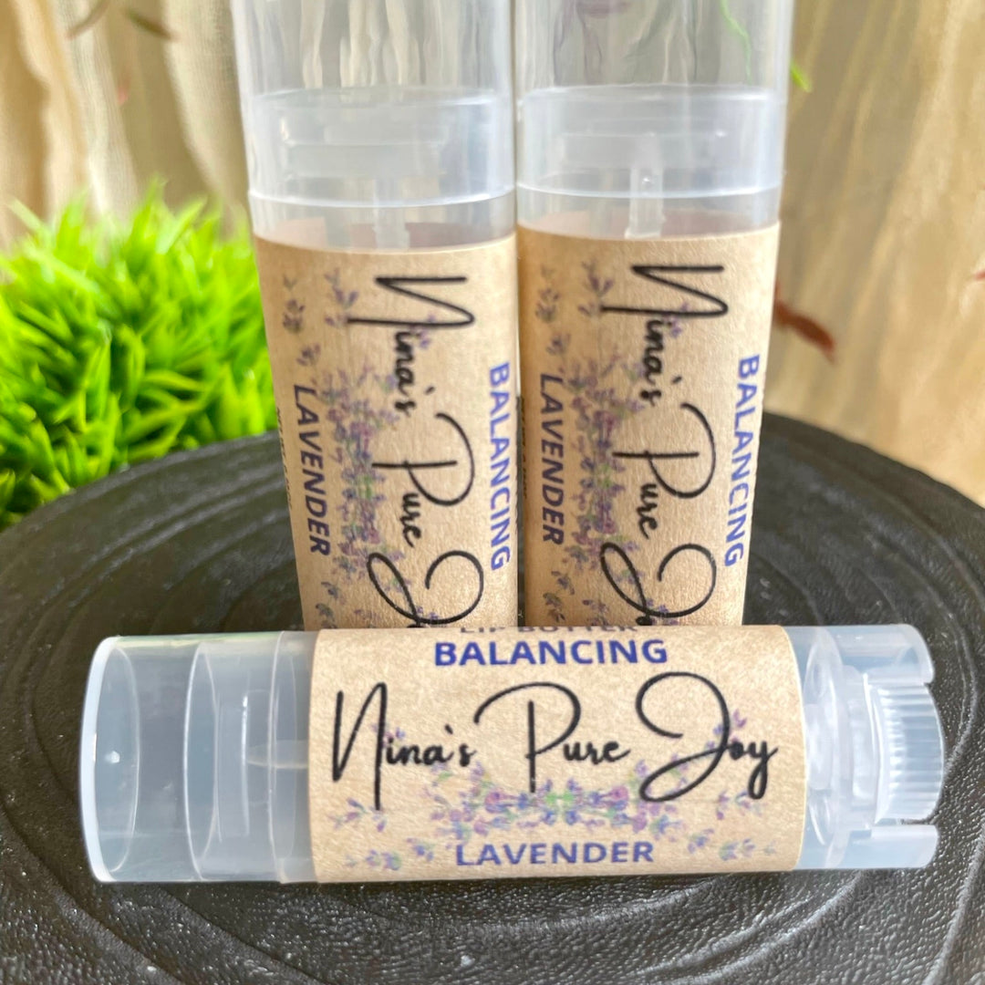 Balancing Lavender - Mango Butter & Beeswax All-Natural Moisturizing Lip Butter for Dry & Chapped Lips, with Vitamine E & Jojoba Oil - Nina's Pure Joy